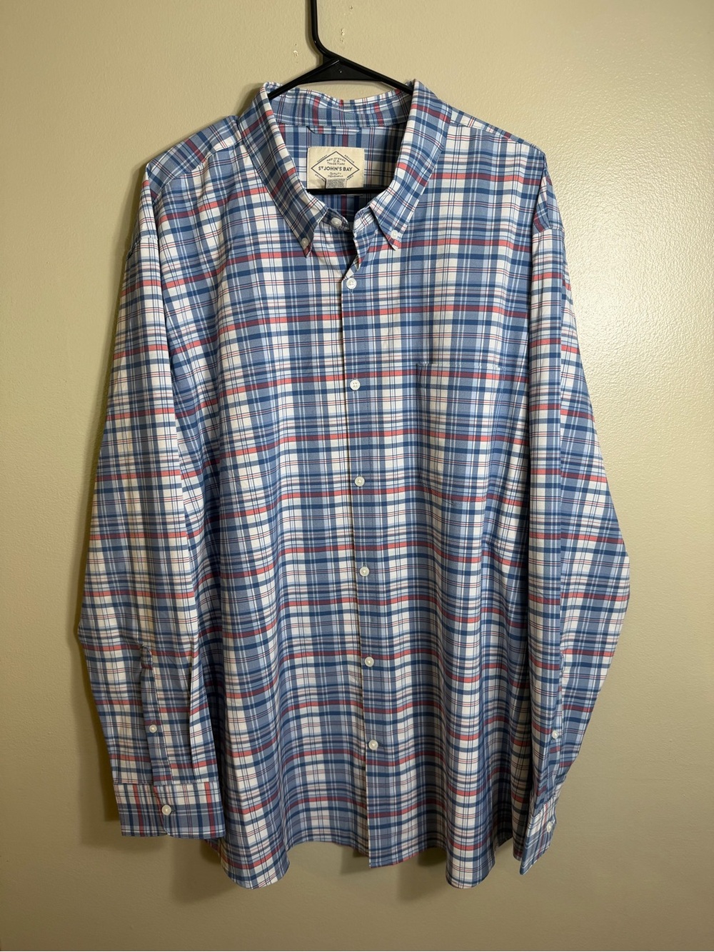 St. John’s Bay Men’s 2XL Big & Tall Plaid Button Down Shirt NWT